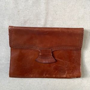 Vintage Perry Ellis Portfolio Bag Brown Leather